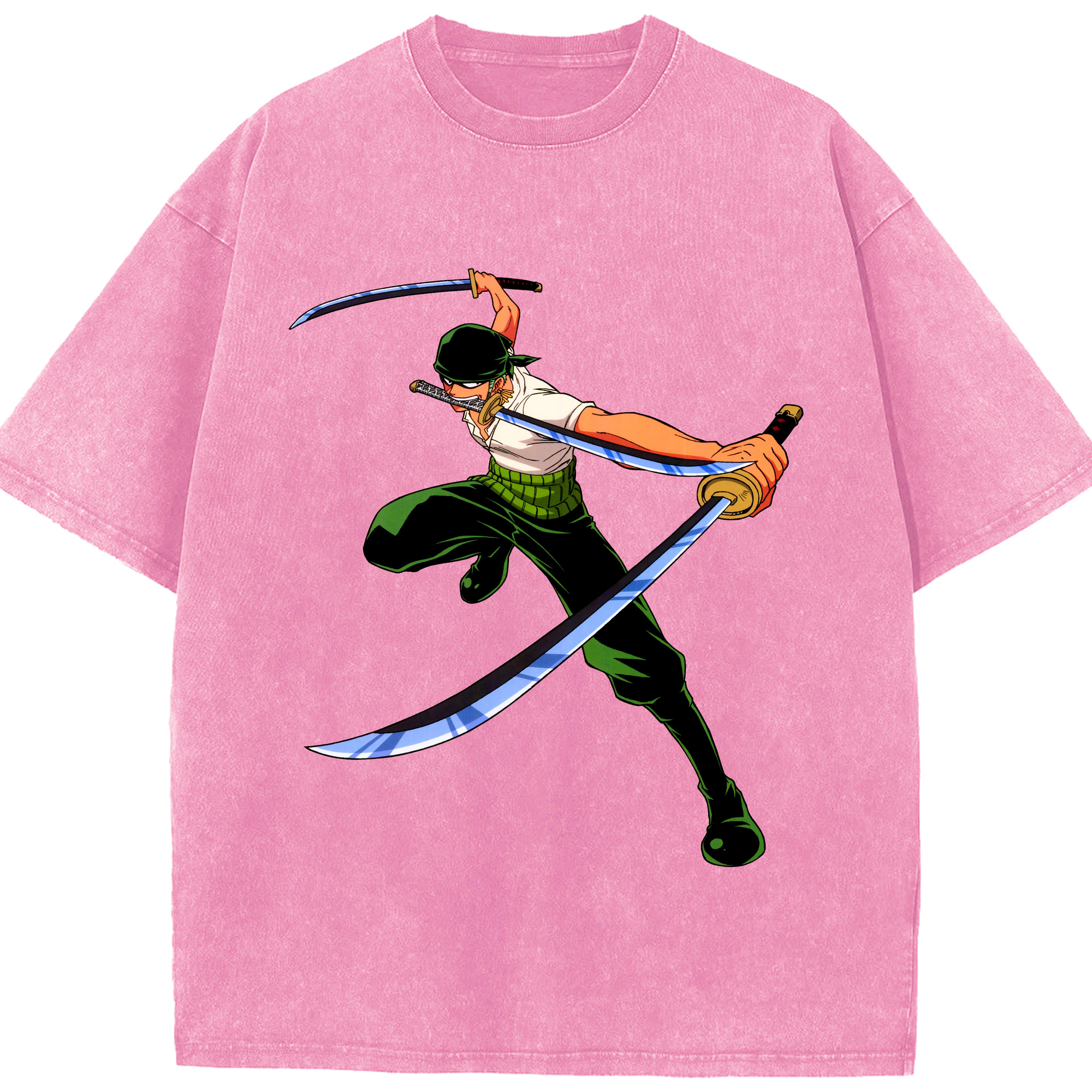 ワンピース ロロノア・ゾロ ONE PIECE Roronoa Zoro 綿100% ヴィンテージ風 半袖Tシャツ（フロントプリント）